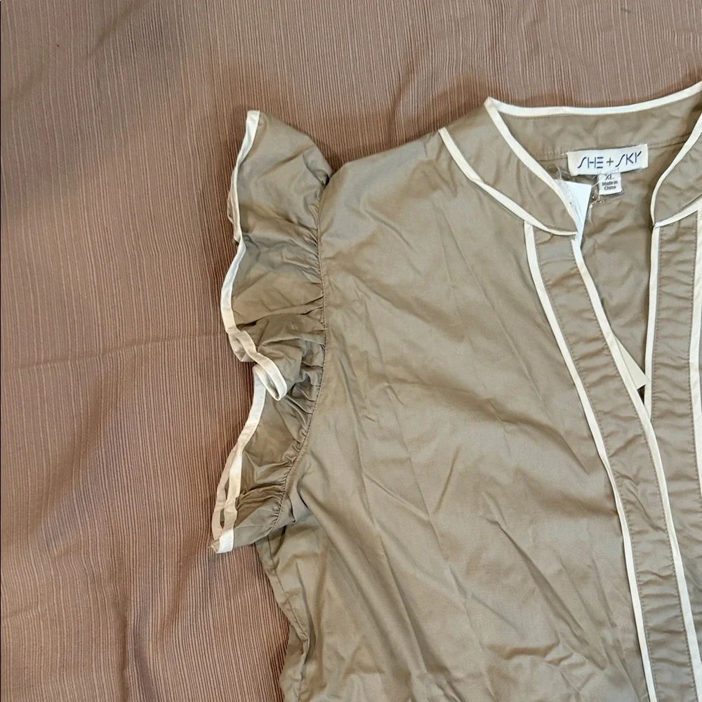 She + Sky Ruffle Sleeve Dress - Tan - Picture 3 of 10